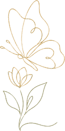 Ilustración de una mariposa sobre una flor